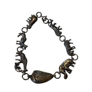 Vintage Detailed 7 inch Sterling Silver 925 Noahs Ark Animals Religious Bracelet